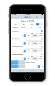 A screenshot of a Tick Sheet in the process of being completed. The shot illustrates a number of features of the Tick List including swipe gestures.
